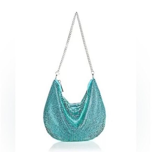 Aqua Blue Ellie2 Crystal Mesh Shoulder Bag NWT - Picture 1 of 9
